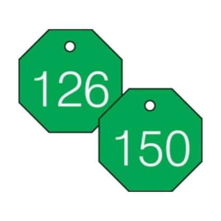 Accuform Engraved Numbered Tags, Self-Laminating PF-Cardstock, 0.06 in H x 3-1/4 in W, 25 PK TDG827GN